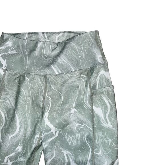 EARTH YOGA Green Marble Athletic Legging W/Pockets Size M - Picture 3 of 8
